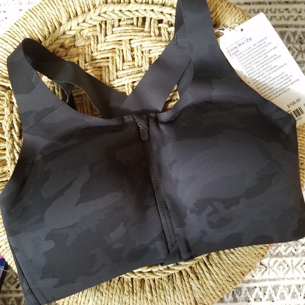 lululemon athletica Black Camo Front-Zip Sports Bra